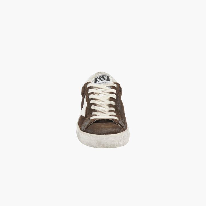 Golden Goose Dark Brown-White Premium Suede Sneakers with Iconic Star Patch Made in Italy