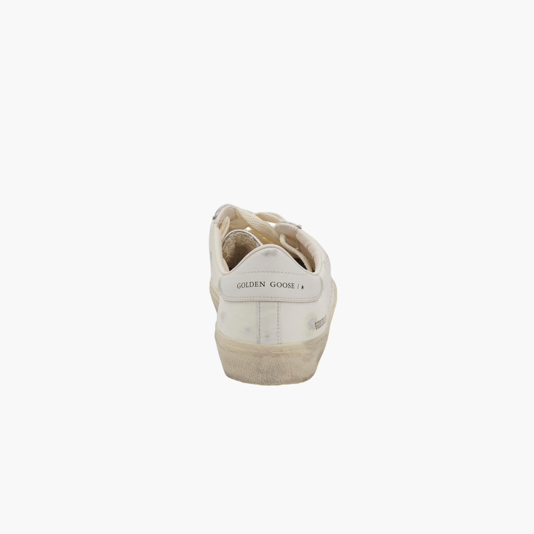 Golden Goose Men's Distressed Leather Sneakers in Bianco