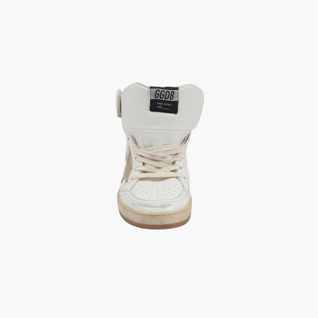 Golden Goose Women's White-Gold High-Top Sneakers with Star Emblem