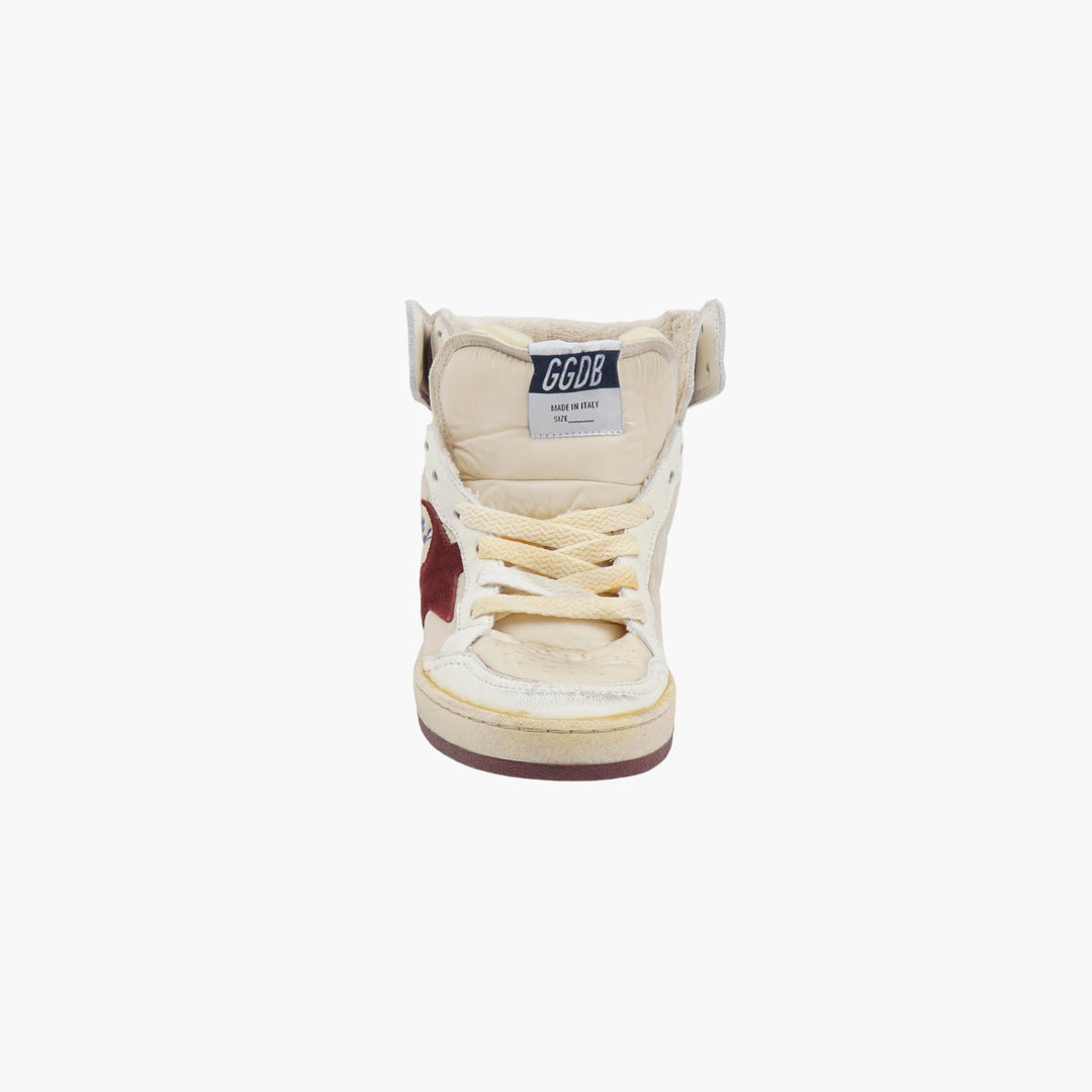 Golden Goose Sky-Star High-Top Sneakers in White-Bordeaux (W)