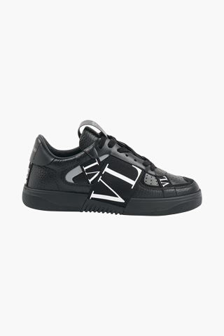 Valentino Black Leather Sneakers with Logo