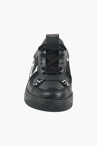 Valentino Black Leather Sneakers with Logo