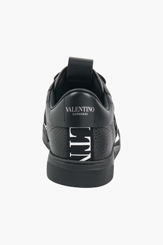 Valentino Black Leather Sneakers with Logo