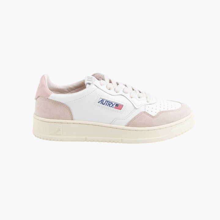 AUTRY Women's Classic White Leather Sneakers with Suede Accents