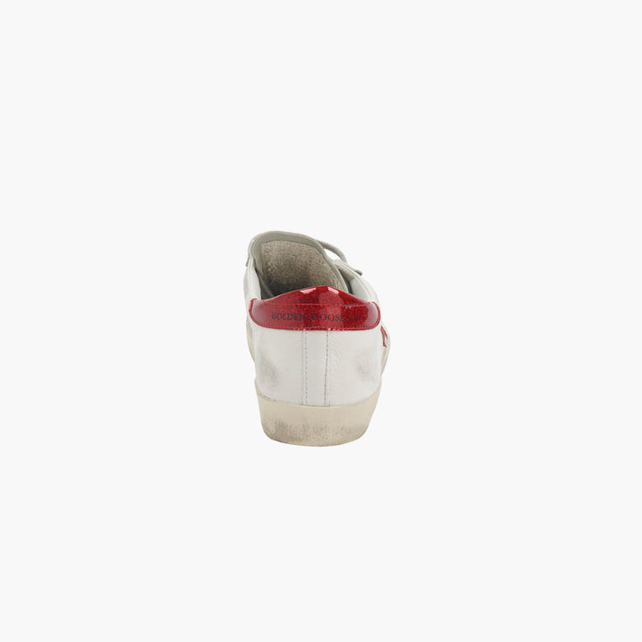 Golden Goose Women's White Leather Sneakers with Red Star and Heel Detail