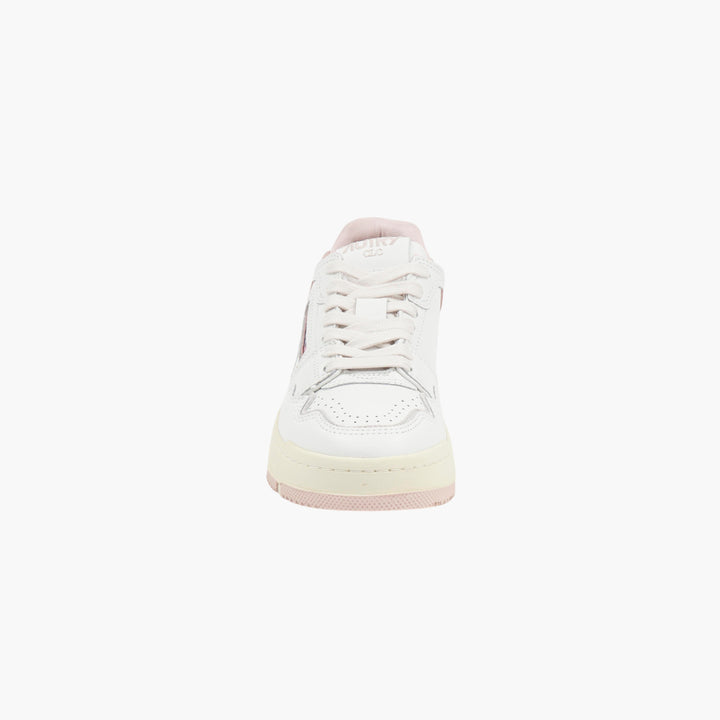 Sneakers basse AUTRY in bianco e rosa con marchio iconico