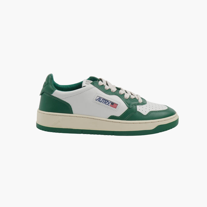 Autry Women's White-Green Retro Sneakers with Premium Leather Upper