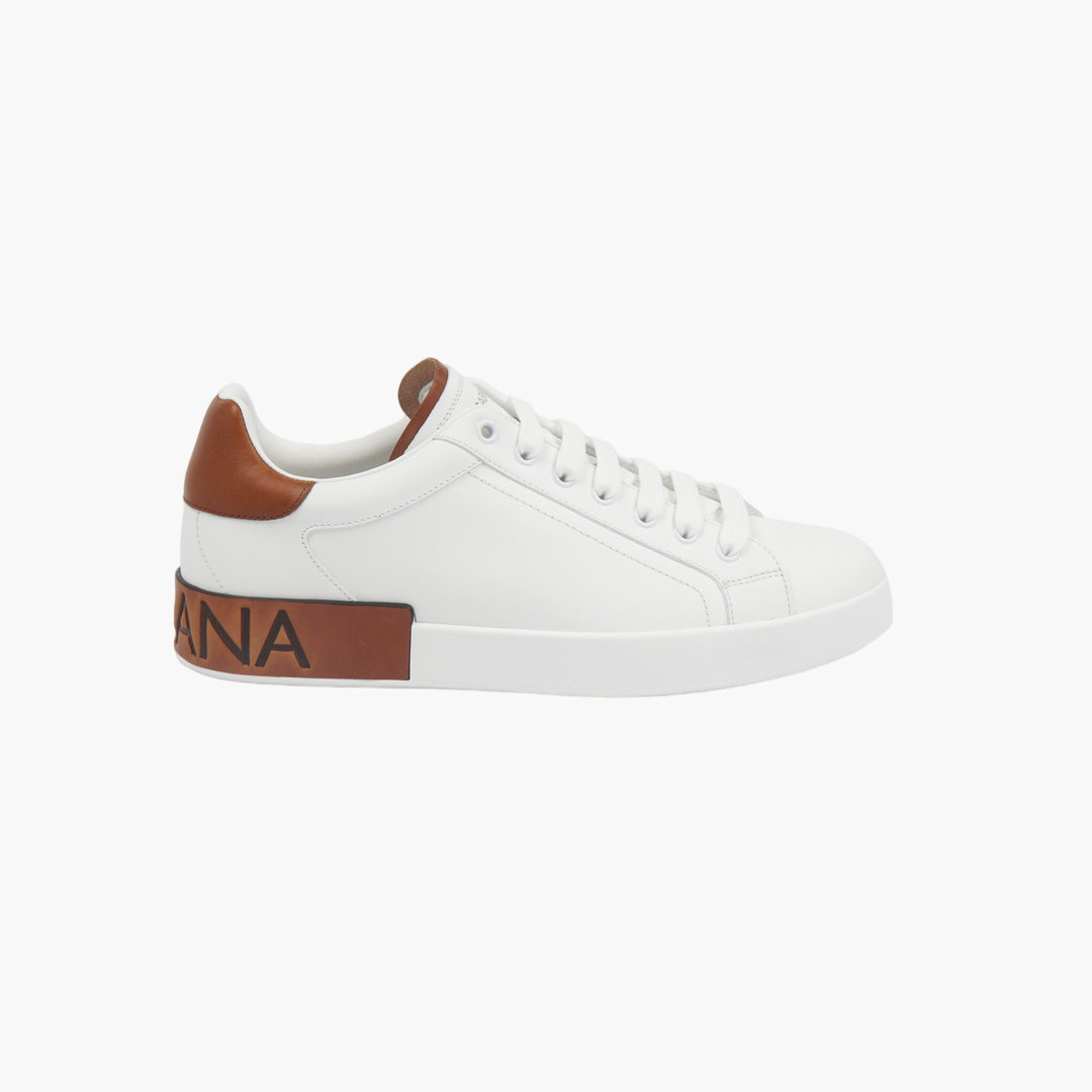 Dolce & Gabbana Men's White-Brown Sneakers Made in Italy