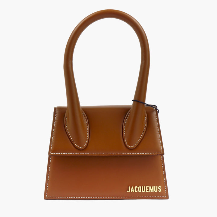 JACQUEMUS Elegant Brown-Gold Minimalist Geometric Bag