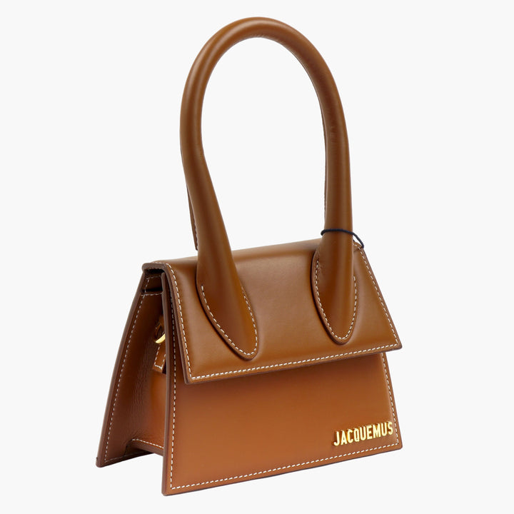 JACQUEMUS Elegant Brown-Gold Minimalist Geometric Bag