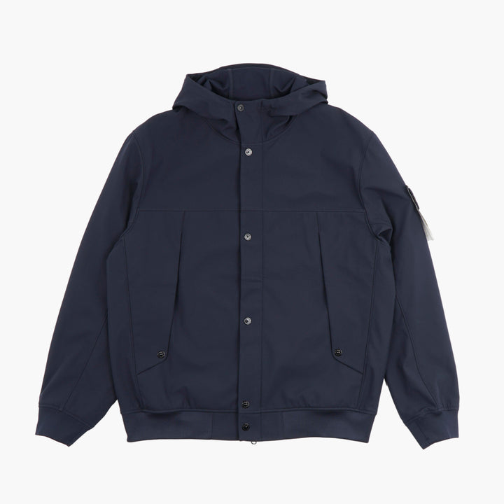 Stone Island Blue Jacket with Hood and Button Detailing