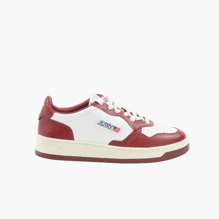 AUTRY Retro Style White-Bordeaux Leather Sneakers