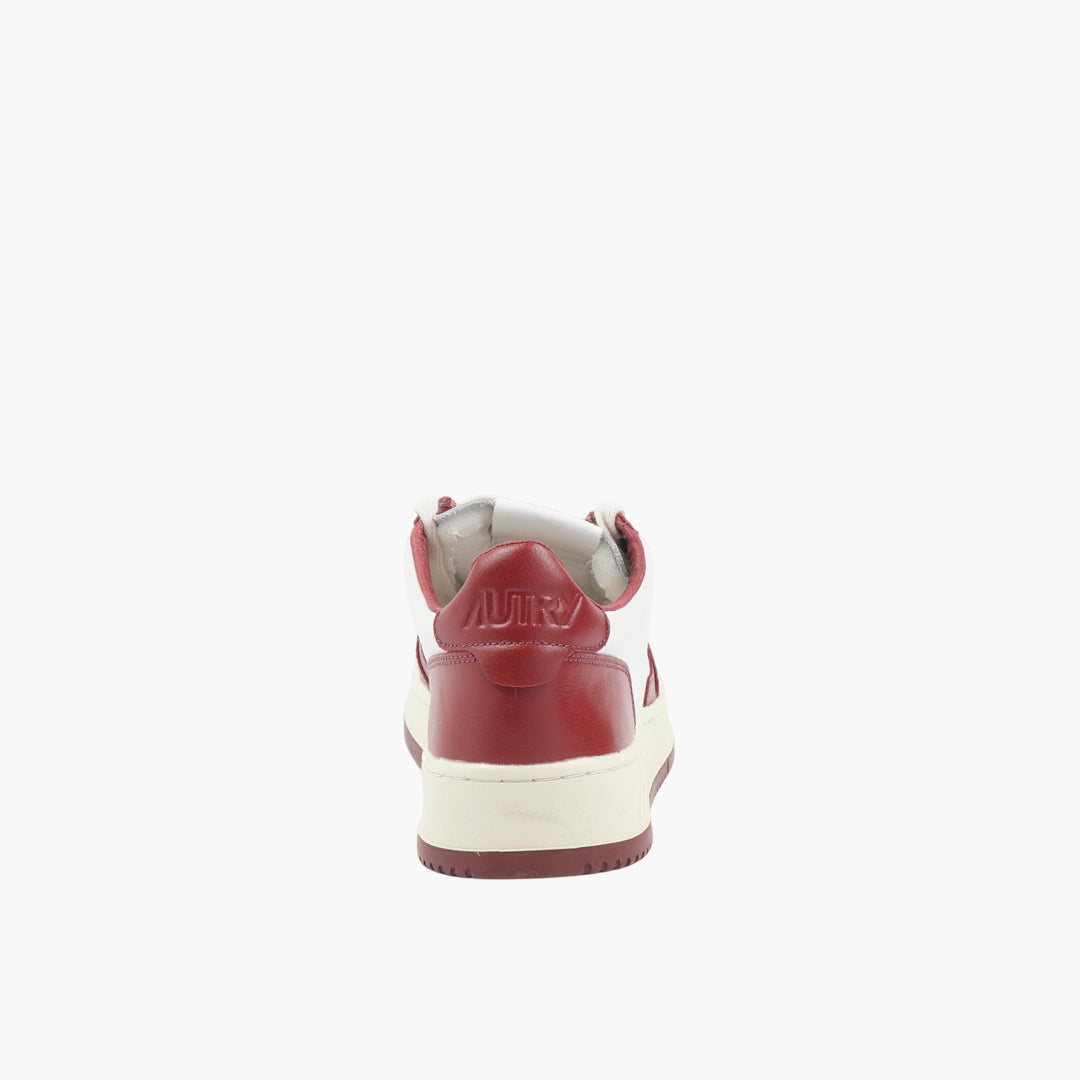 AUTRY Retro Style White-Bordeaux Leather Sneakers