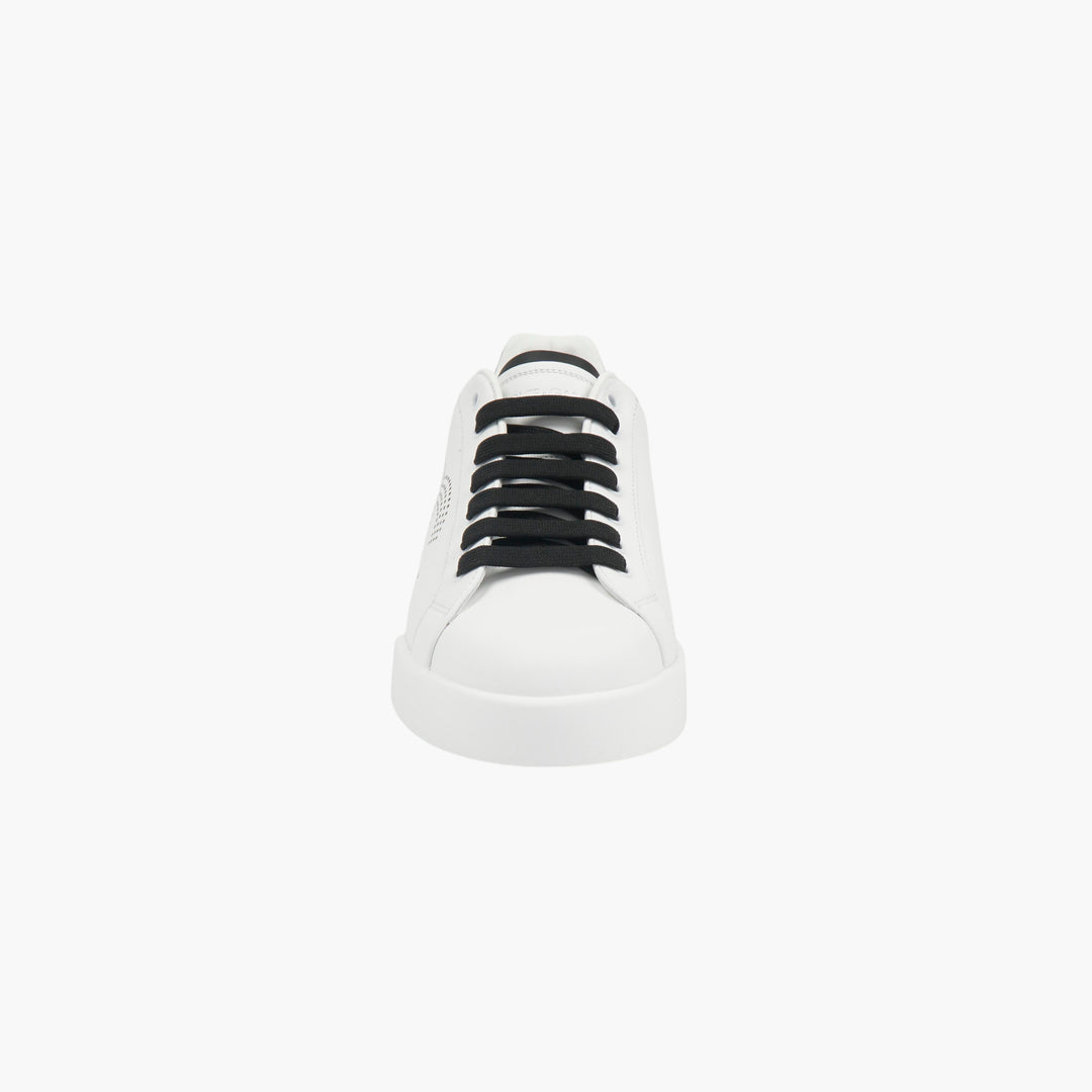 White Leather Sneakers with Perforated DG Logo