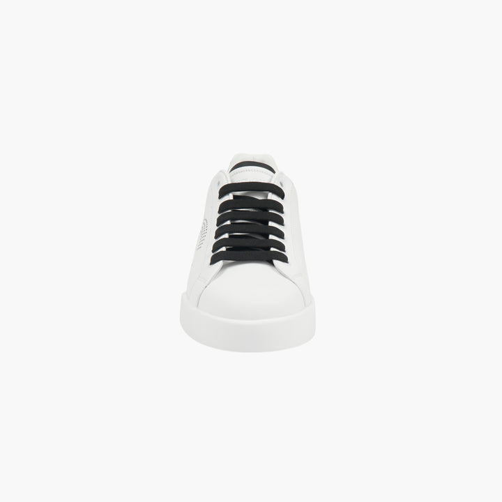 White Leather Sneakers with Perforated DG Logo