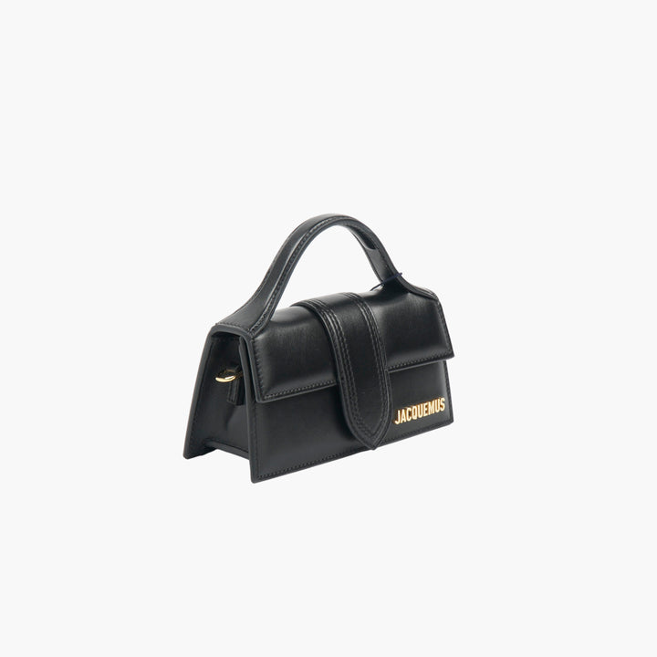 JACQUEMUS Black Handbag with Gold-Tone Logo and Versatile Strap