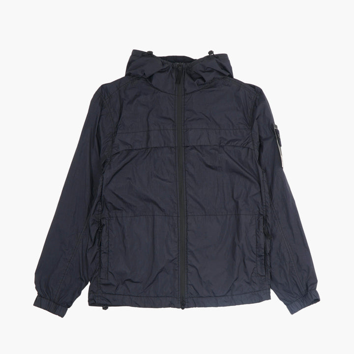 Stone Island Blue Jacket with Hood and Zip Closure - Lightweight and Versatile Outerwear