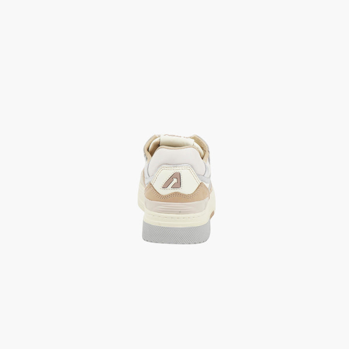 AUTRY Vintage Style Low-Top Sneakers in White-Brown-Multi