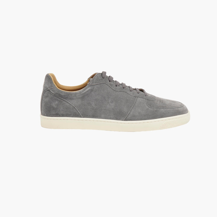 Sneakers Brunello Cucinelli in camoscio grigio con fodera in pelle e suola in gomma - Made in Italy