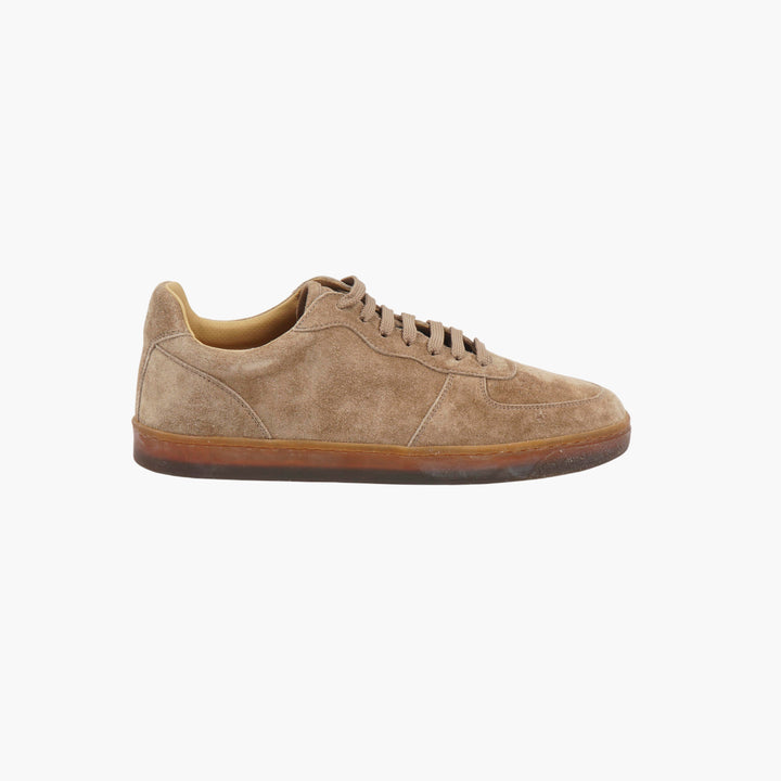 Sneakers in pelle scamosciata Brunello Cucinelli color talpa - Calzature italiane di lusso