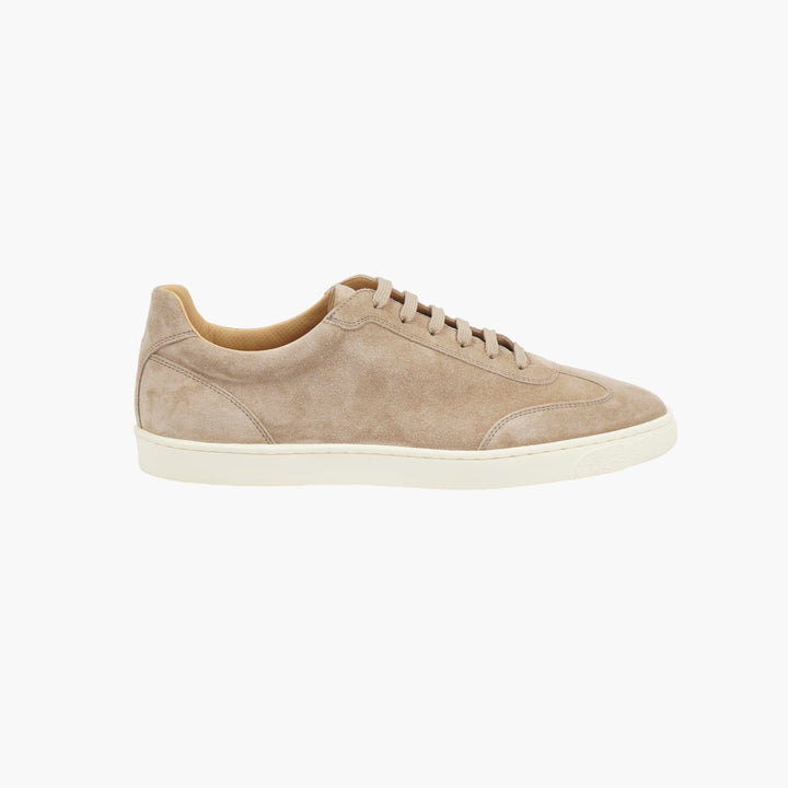 Sneakers in camoscio beige-bianco Brunello Cucinelli - Made in Italy, eleganza casual