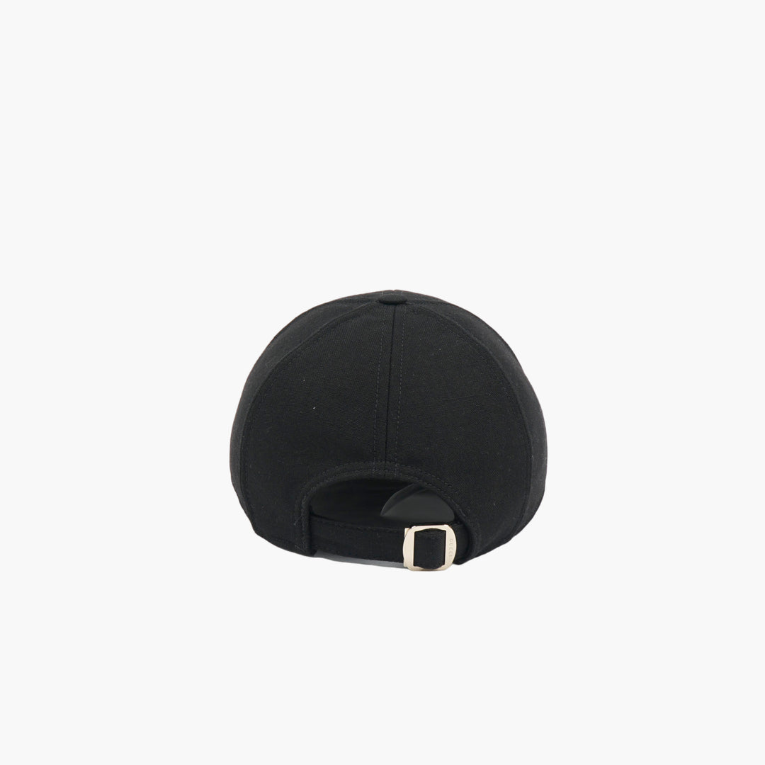 GUCCI Black Cotton Cap with Iconic Green and Red Stripe