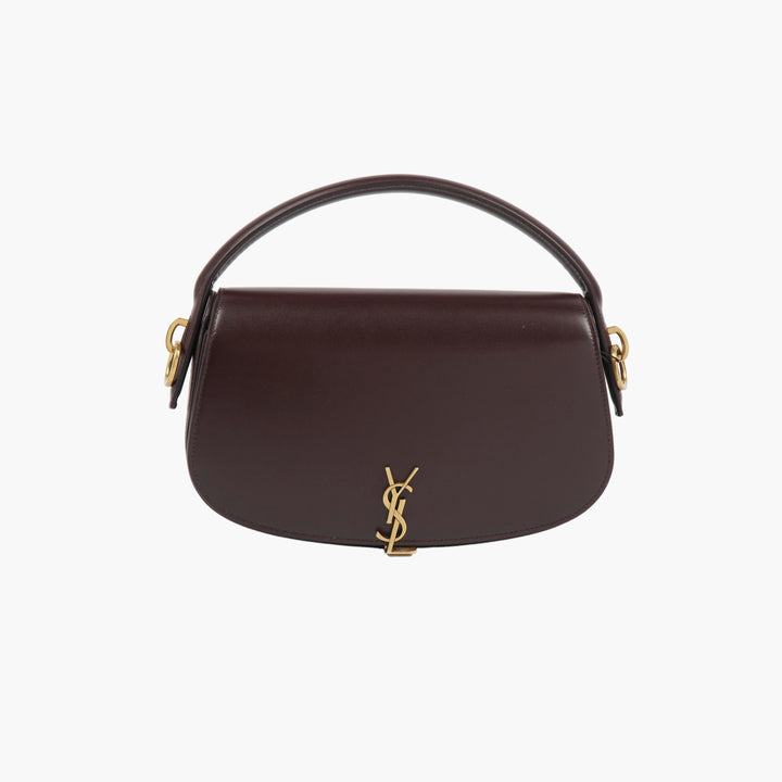 Saint Laurent Bordeaux Leather Bag with YSL Logo and Gold-tone Hardware