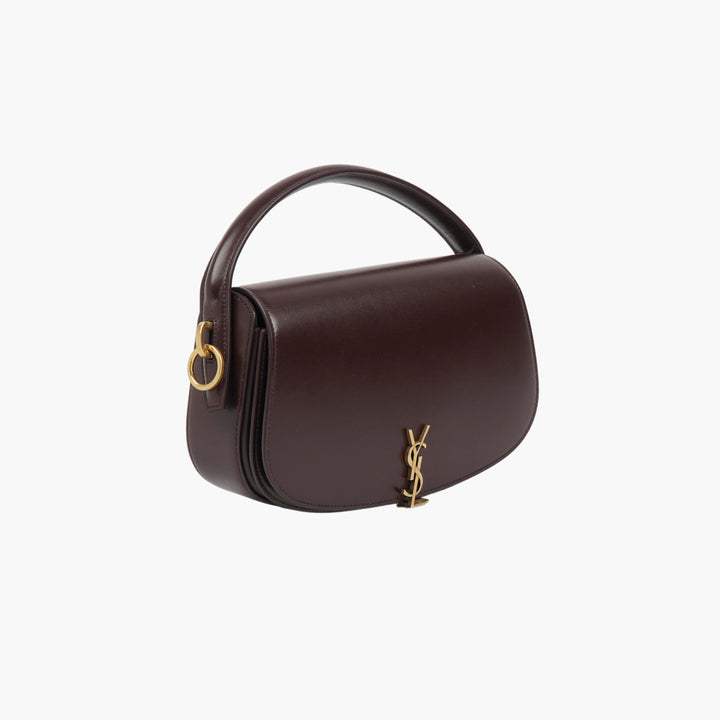 Saint Laurent Bordeaux Leather Bag with YSL Logo and Gold-tone Hardware