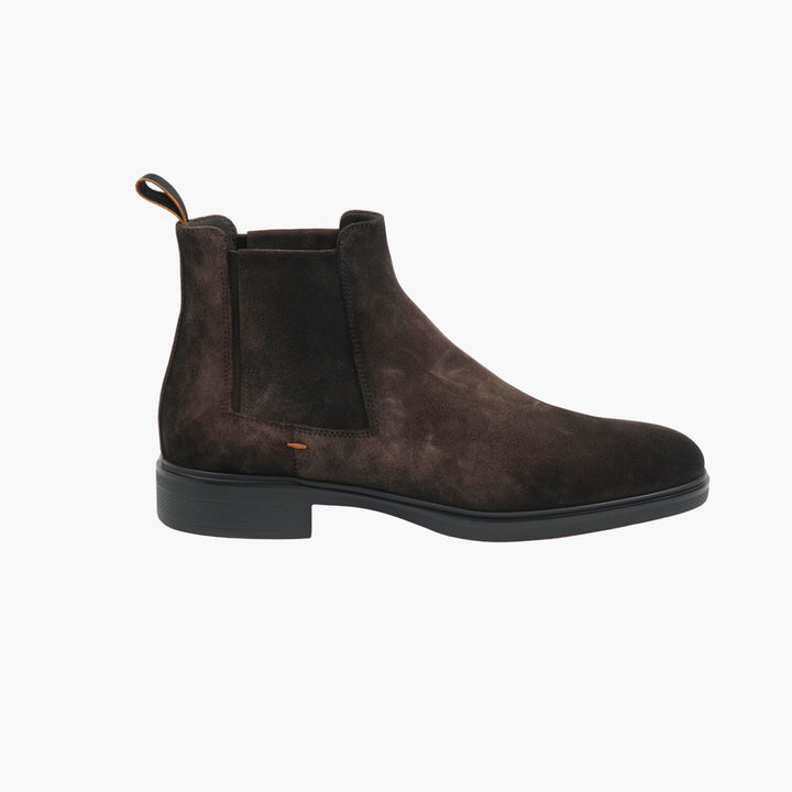 Santoni Dark Brown Suede Chelsea Boots