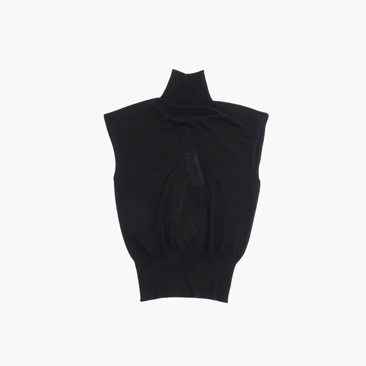 RICK OWENS Black Wool turtleneck vest