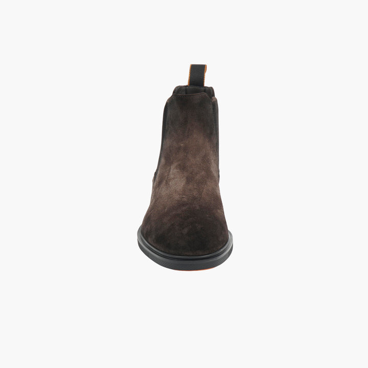 Santoni Dark Brown Suede Chelsea Boots