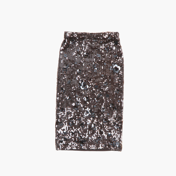 PAROSH Dark Brown Sequin Skirt