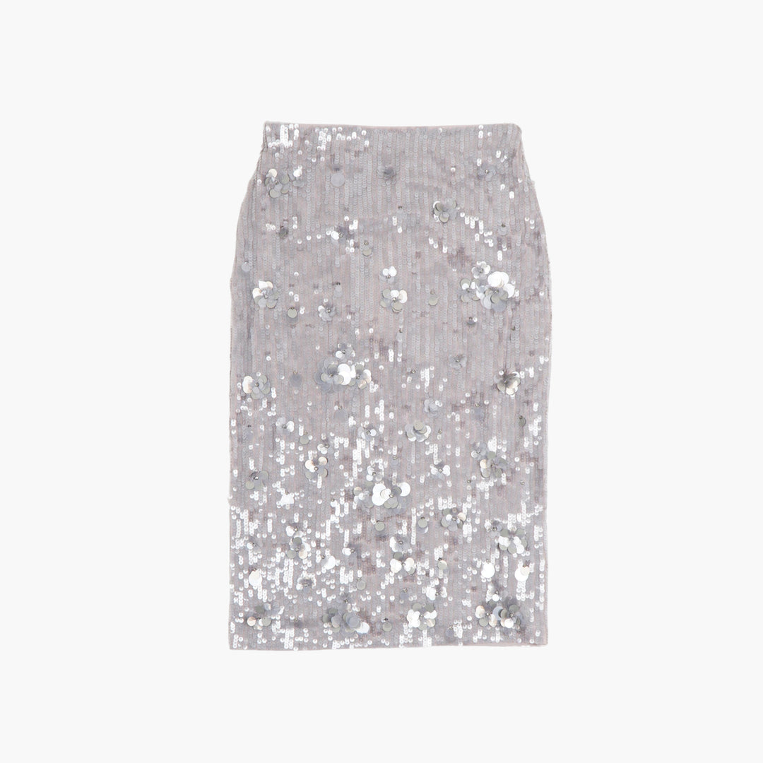 PAROSH Gray Sequin Embellished Skirt