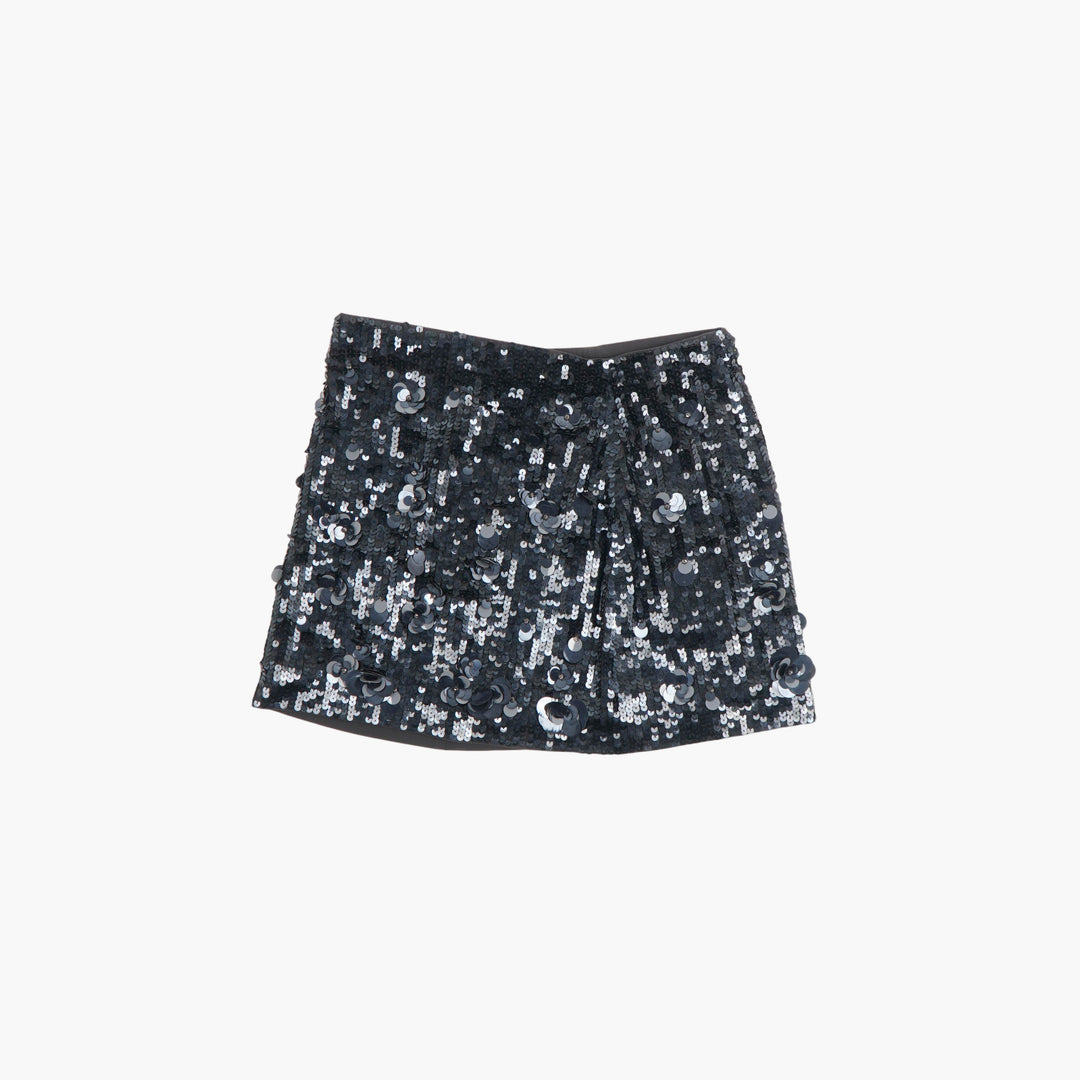 PAROSH Nero Sequin Mini Skirt