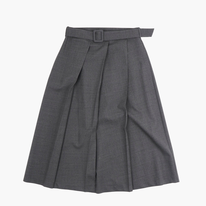 PAROSH Grey A-Line Skirt with Belt