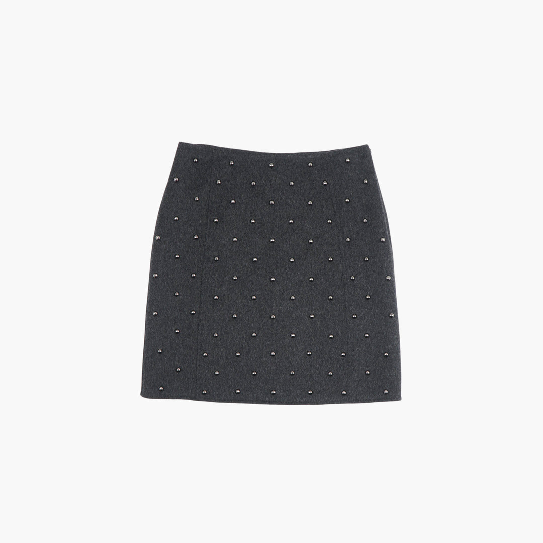 PAROSH Dark Gray Embellished Skirt