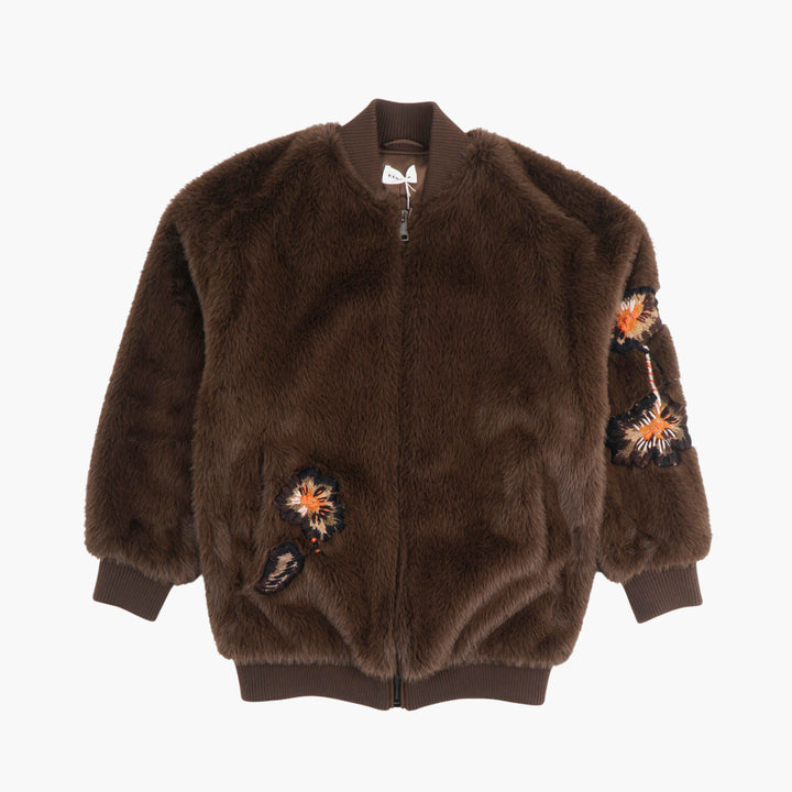 PAROSH Brown Multi Faux Fur Jacket