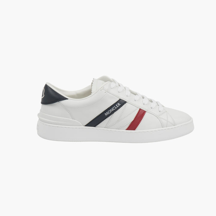 Moncler White Leather Sneakers with Stripes