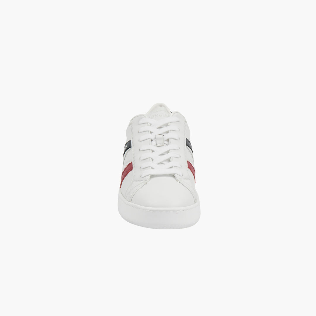 Moncler White Leather Sneakers with Stripes