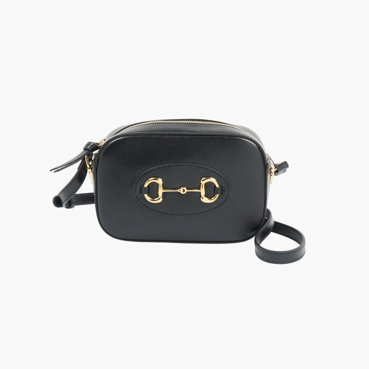 Gucci Black Leather Horsebit Camera Bag