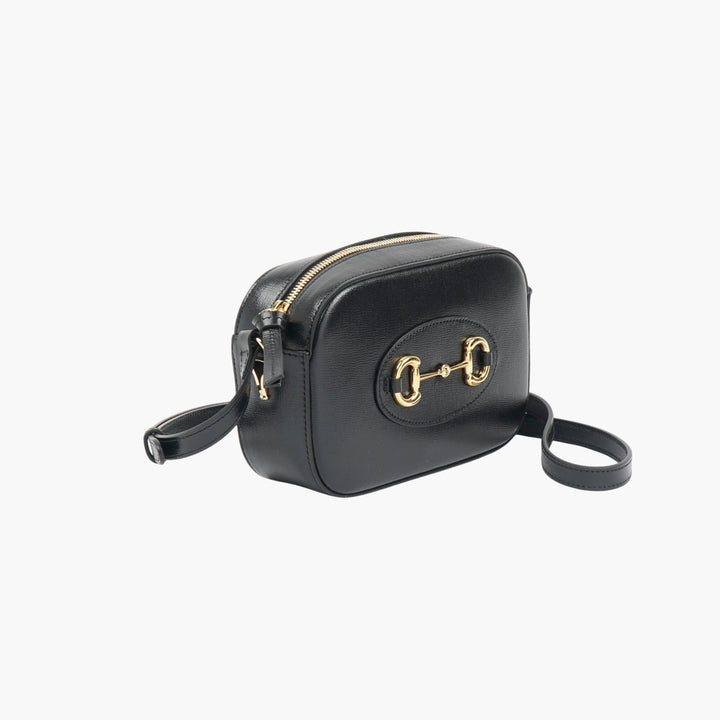 Gucci Black Leather Horsebit Camera Bag