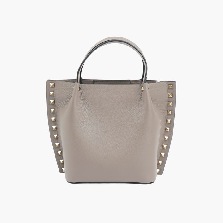 Valentino Taupe Leather Rockstud Tote Bag