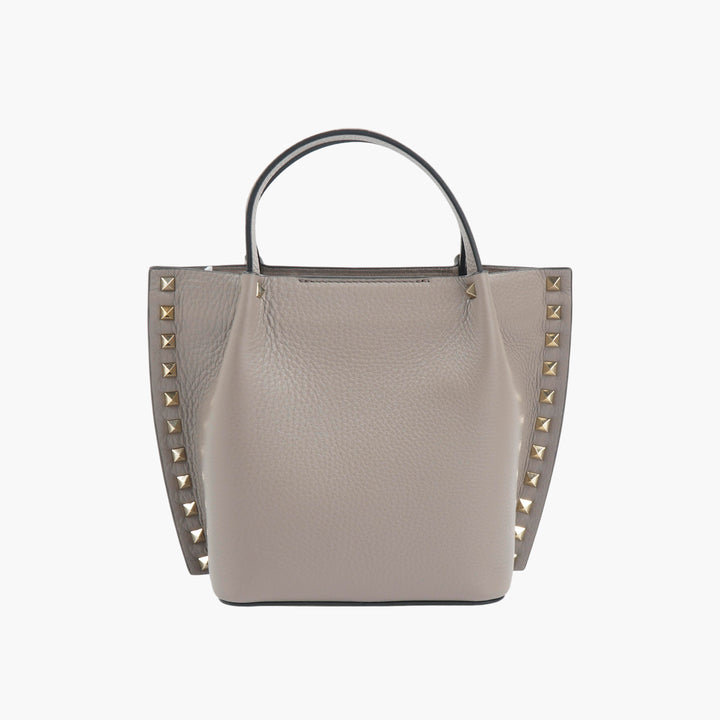 Valentino Taupe Leather Rockstud Tote Bag