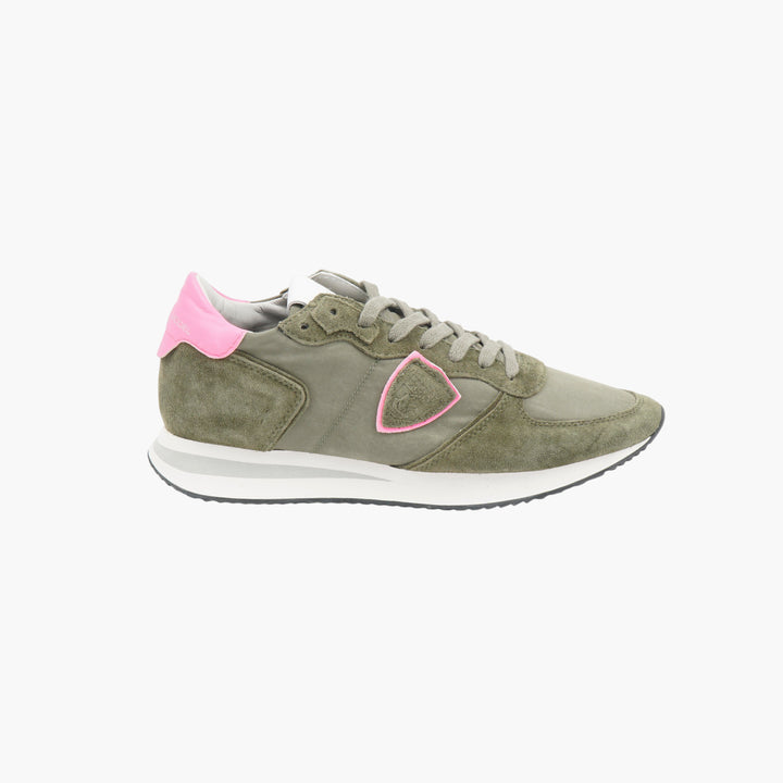 Philippe Model Green-Fuchsia Suede Sneakers