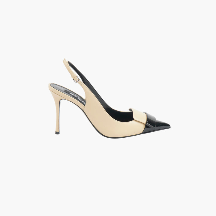 Sergio Rossi Black Beige Slingback Pumps