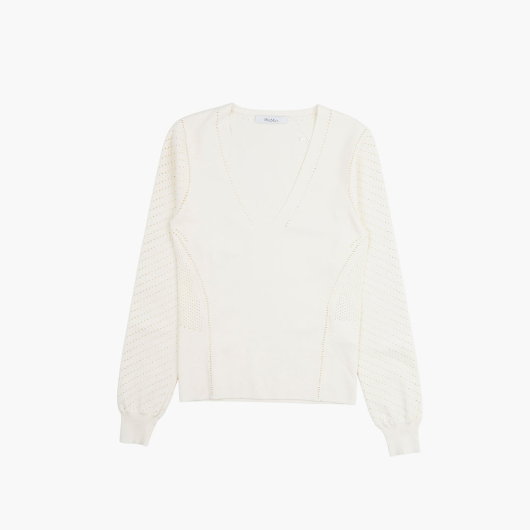 Max Mara Ivory V-Neck Sweater