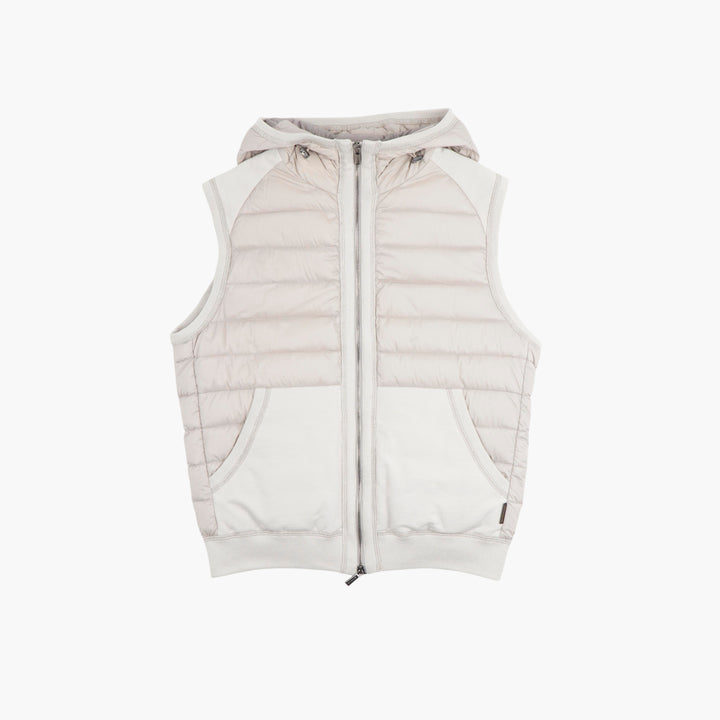 Moorer Beige Padded Vest with Hood