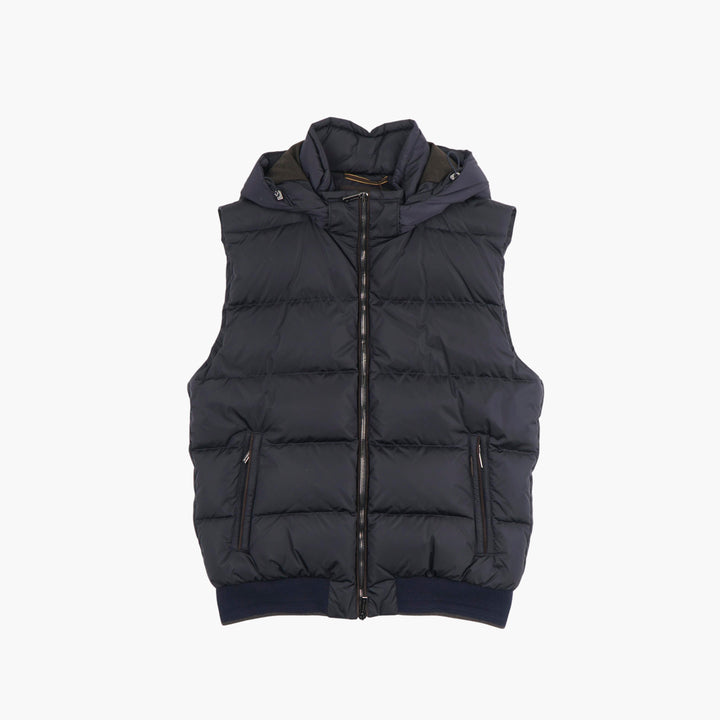 Moorer Blue Quilted Vest with Hood