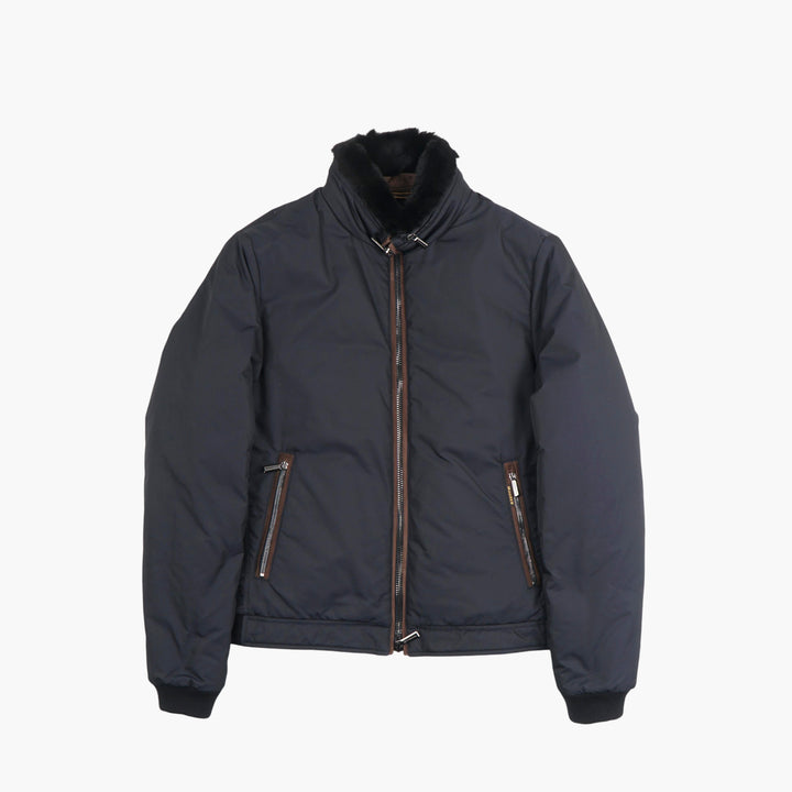 Moorer Blue Jacket with Plush Collar