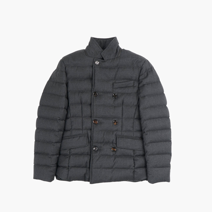 Moorer Grey Quilted Double-Breasted Jacket